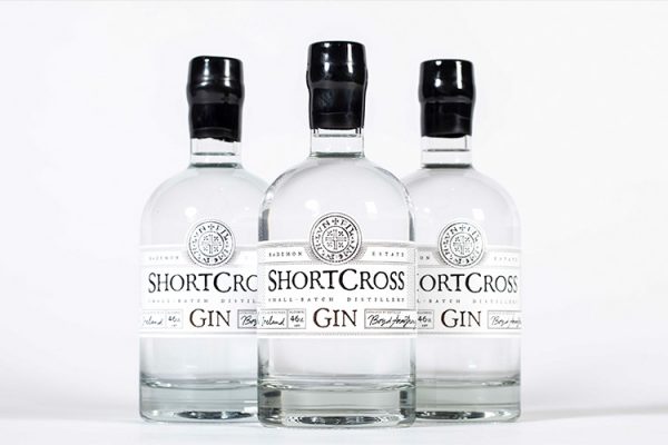 three bottles of short cross gin